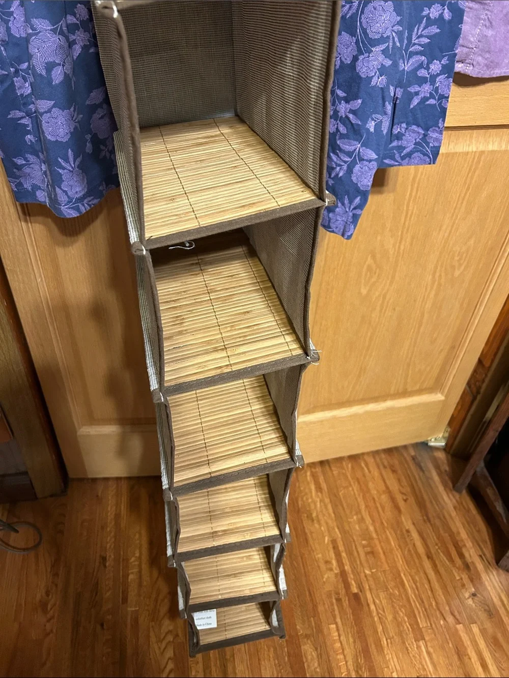Hanging Closet Organizer - Gray Fabric 10-Shelf Storage